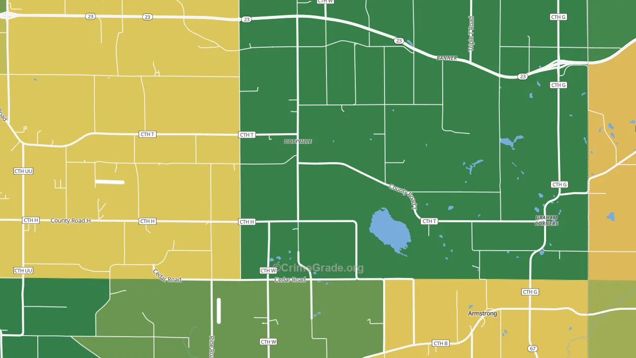 Dotyville, WI Map of Theft Rates