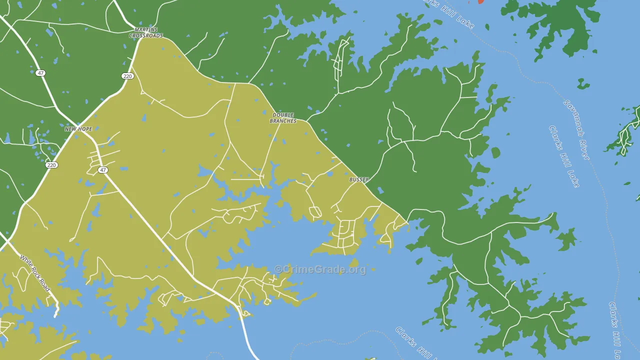 Double Branches, GA Map of Theft Rates