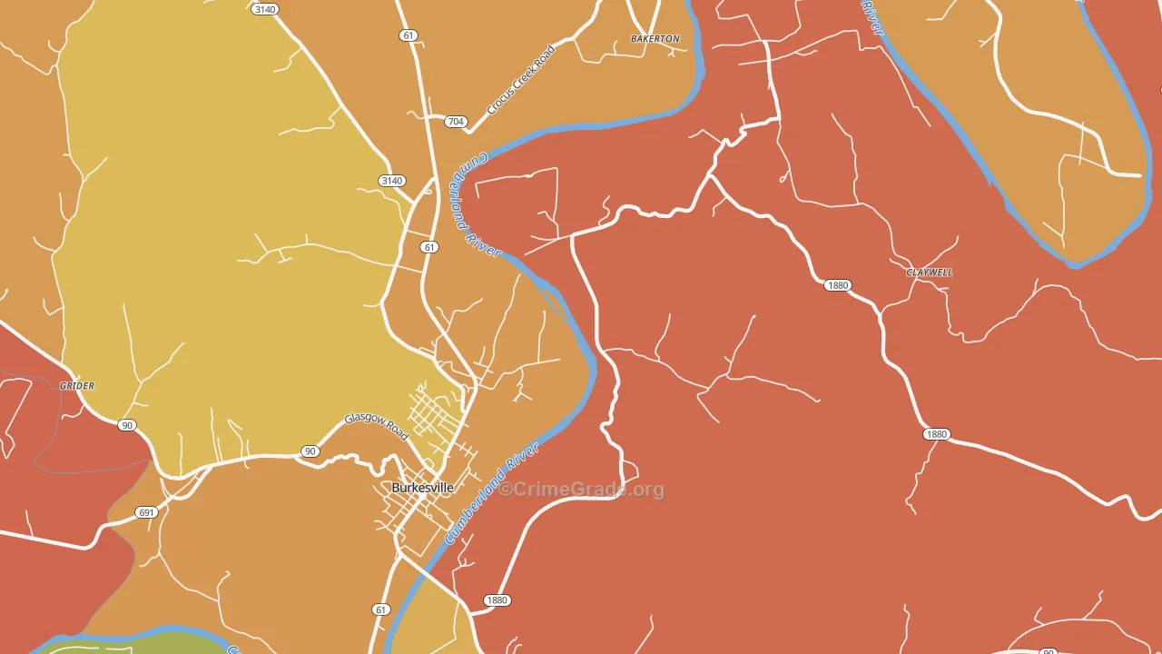 Dougan Town, KY Map of Theft Rates