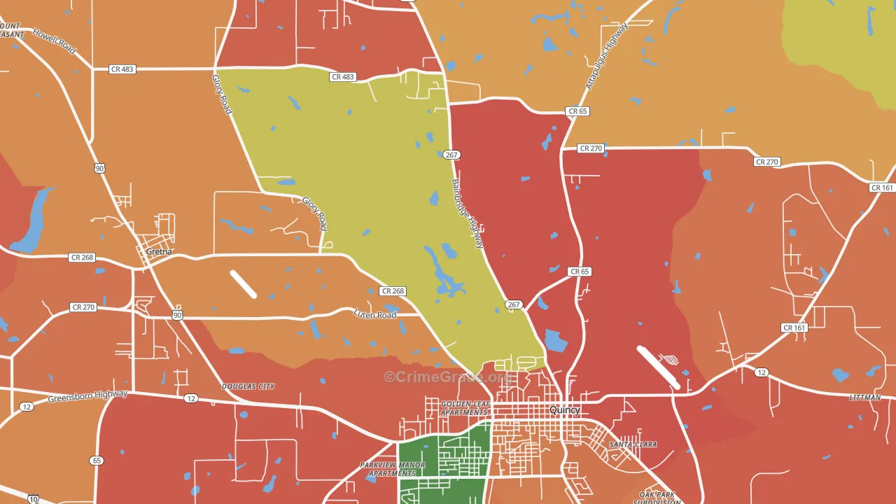 Douglas City, FL Map of Theft Rates