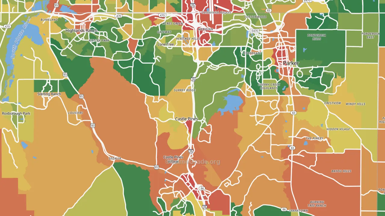 Douglas County, CO Map of Theft Rates