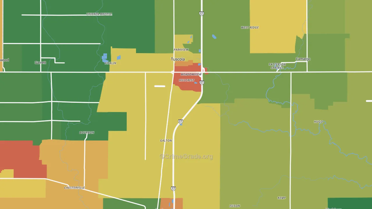 Douglas County, IL Map of Theft Rates