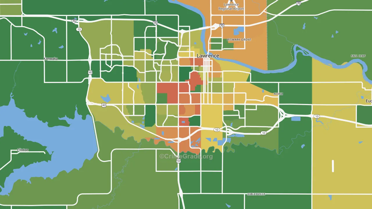 Douglas County, KS Map of Theft Rates