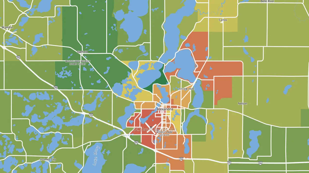 Douglas County, MN Map of Theft Rates