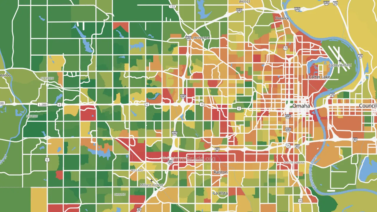 Douglas County, NE Map of Theft Rates