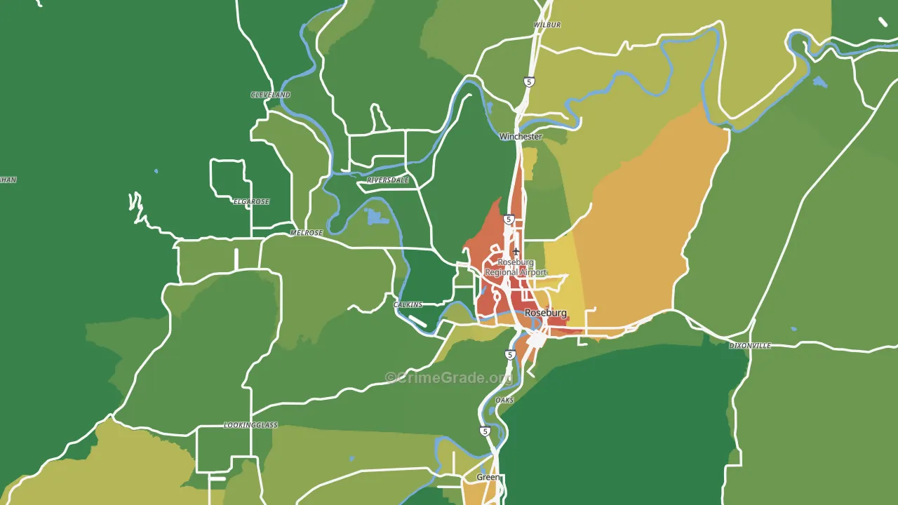 Douglas County, OR Map of Theft Rates