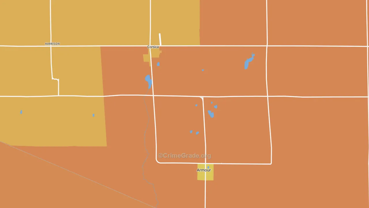 Douglas County, SD Map of Theft Rates
