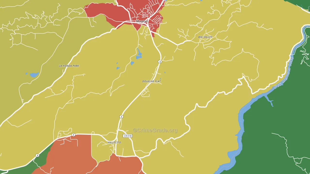 Douglas Flat, CA Map of Theft Rates