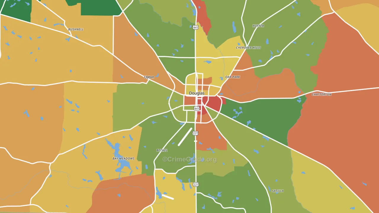 Douglas, GA Map of Theft Rates