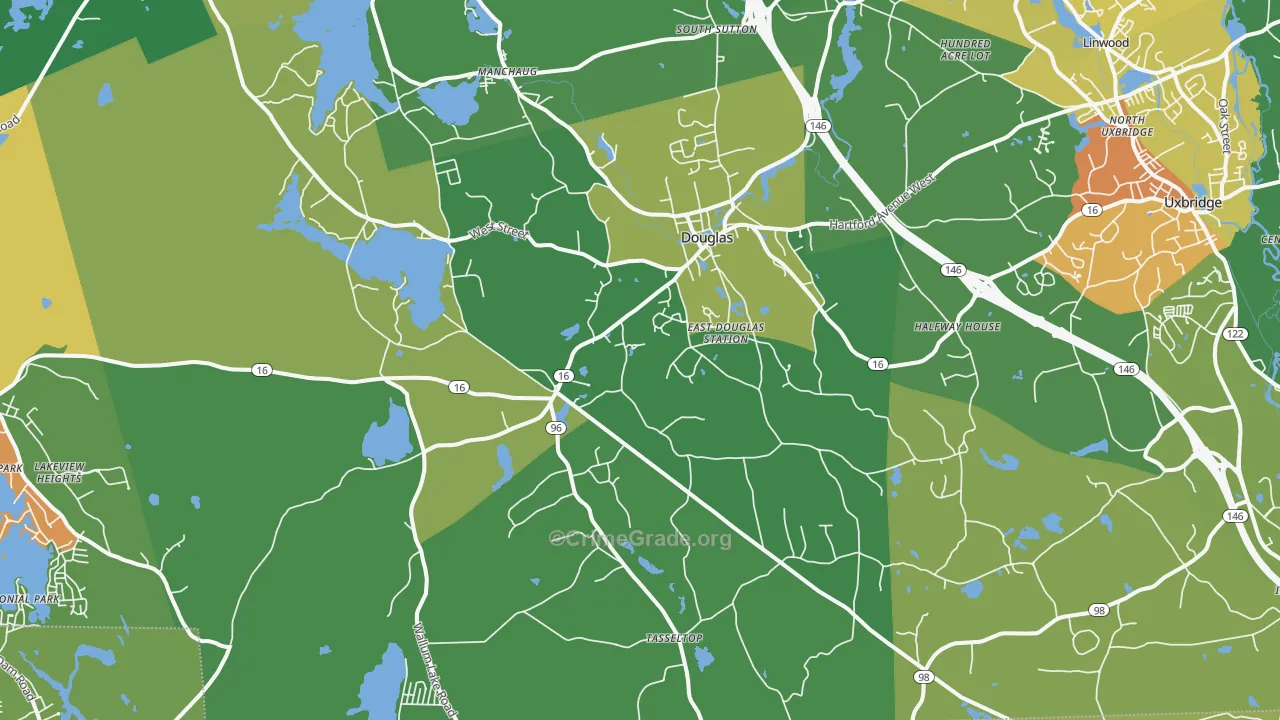 Douglas, MA Map of Theft Rates