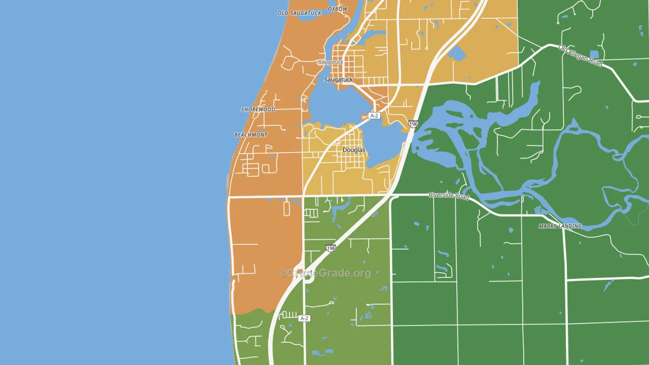 Douglas, MI Map of Theft Rates