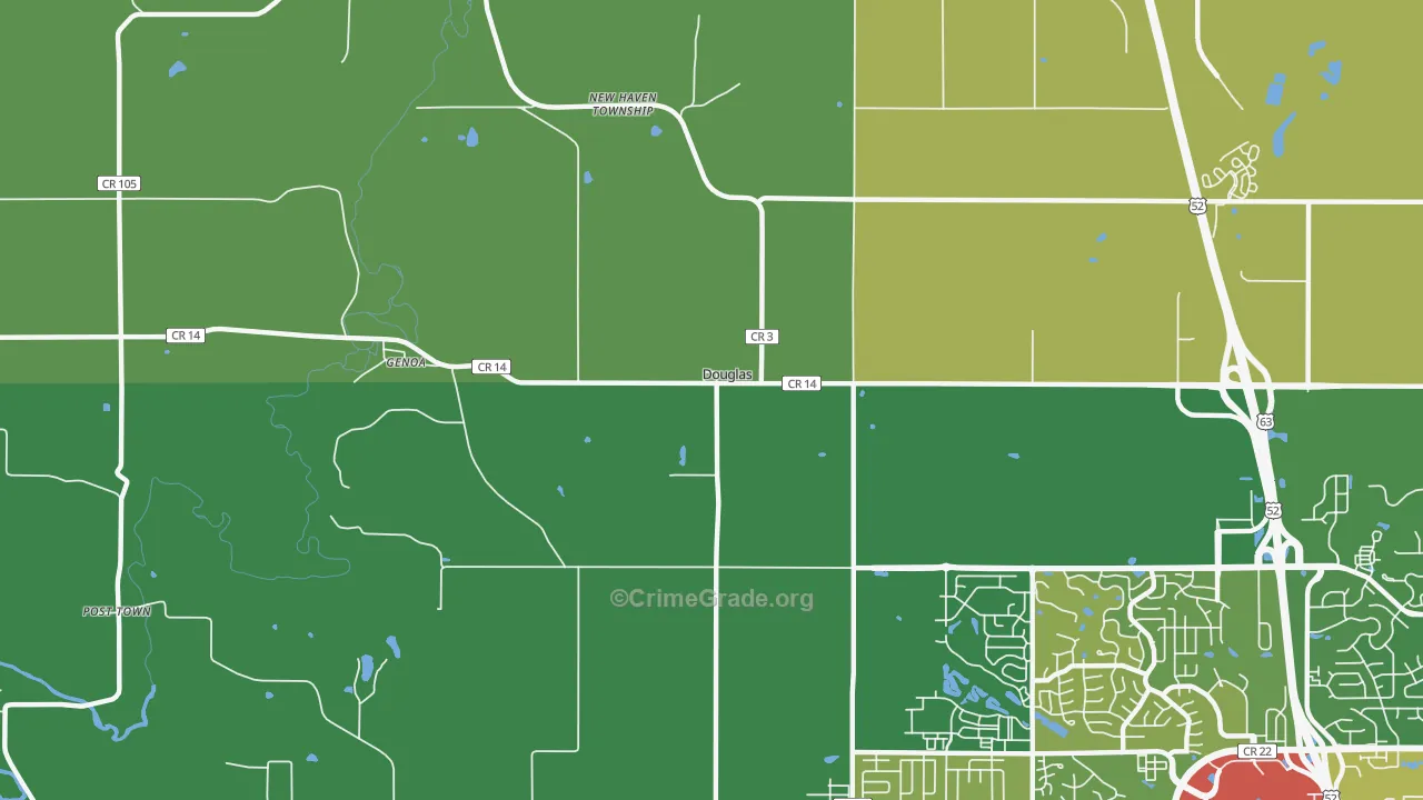 Douglas, MN Map of Theft Rates