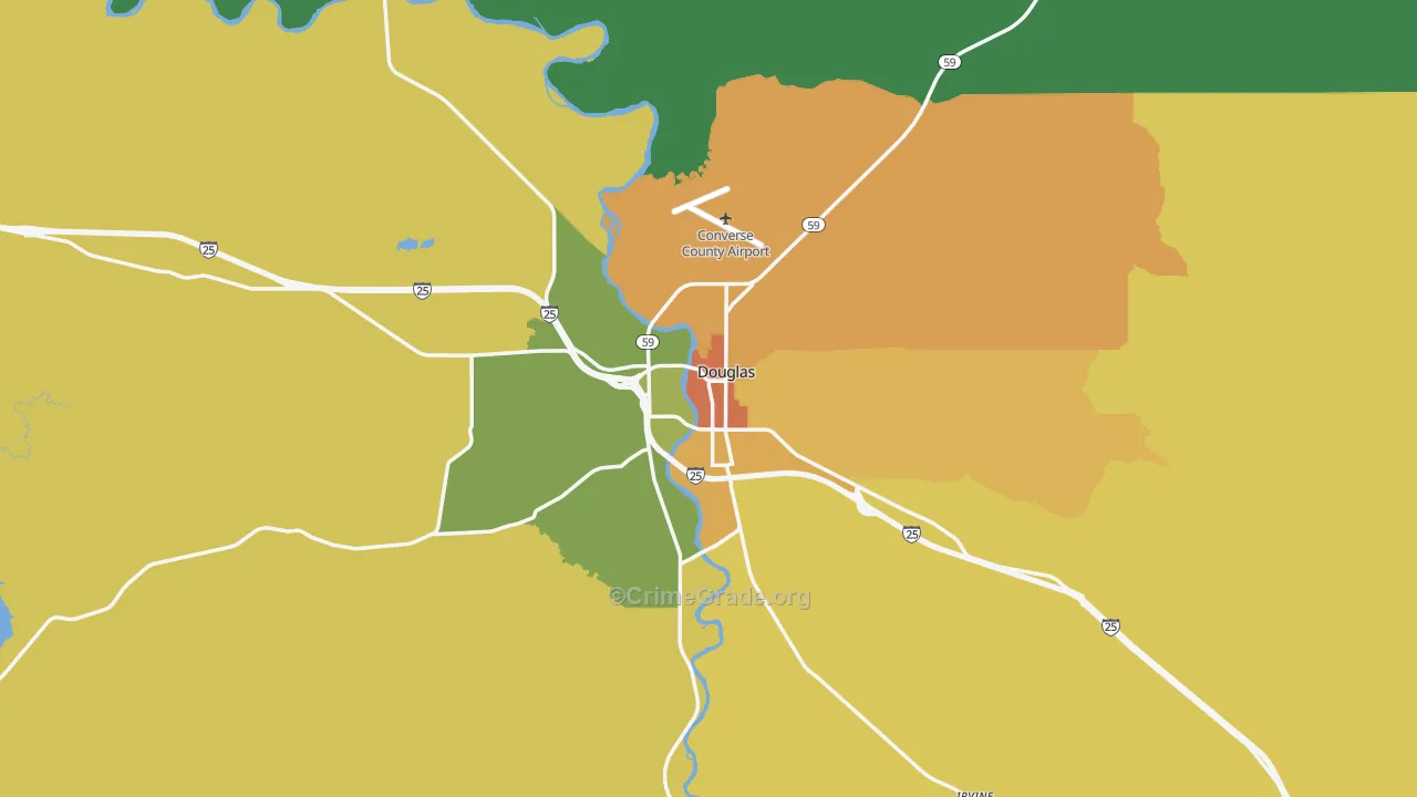 Douglas, WY Map of Theft Rates