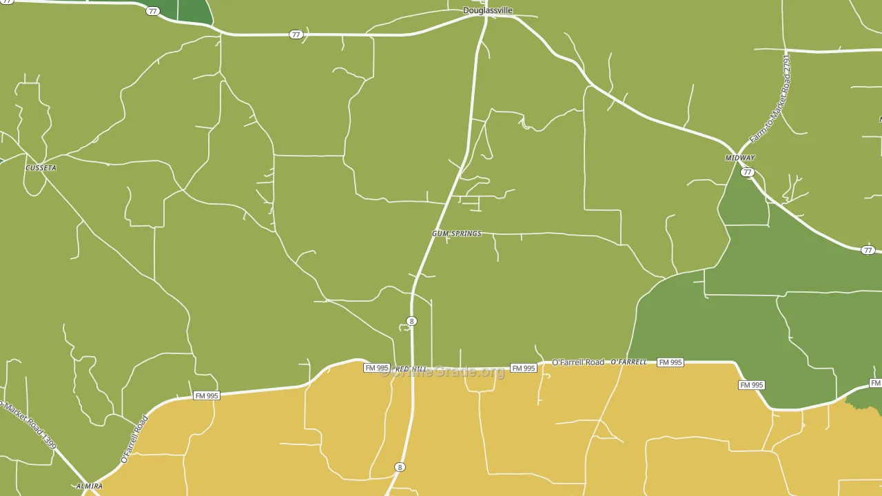 Douglassville, TX Map of Theft Rates