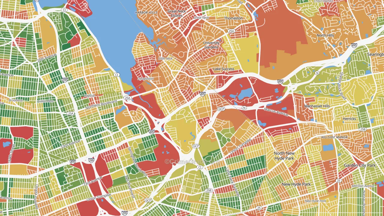 Douglaston-Little Neck, Queens, NY Map of Theft Rates