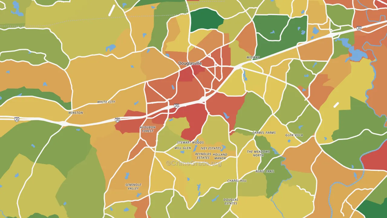 Douglasville, GA Map of Theft Rates