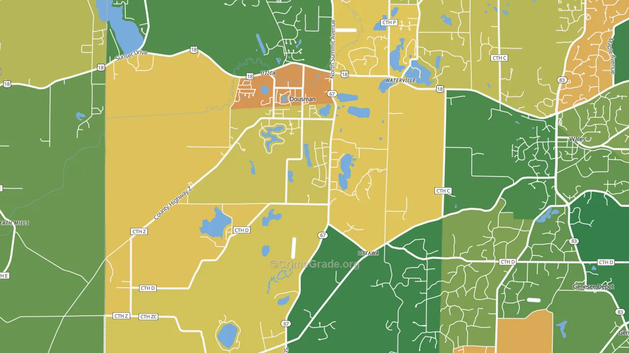 Dousman, WI Map of Theft Rates