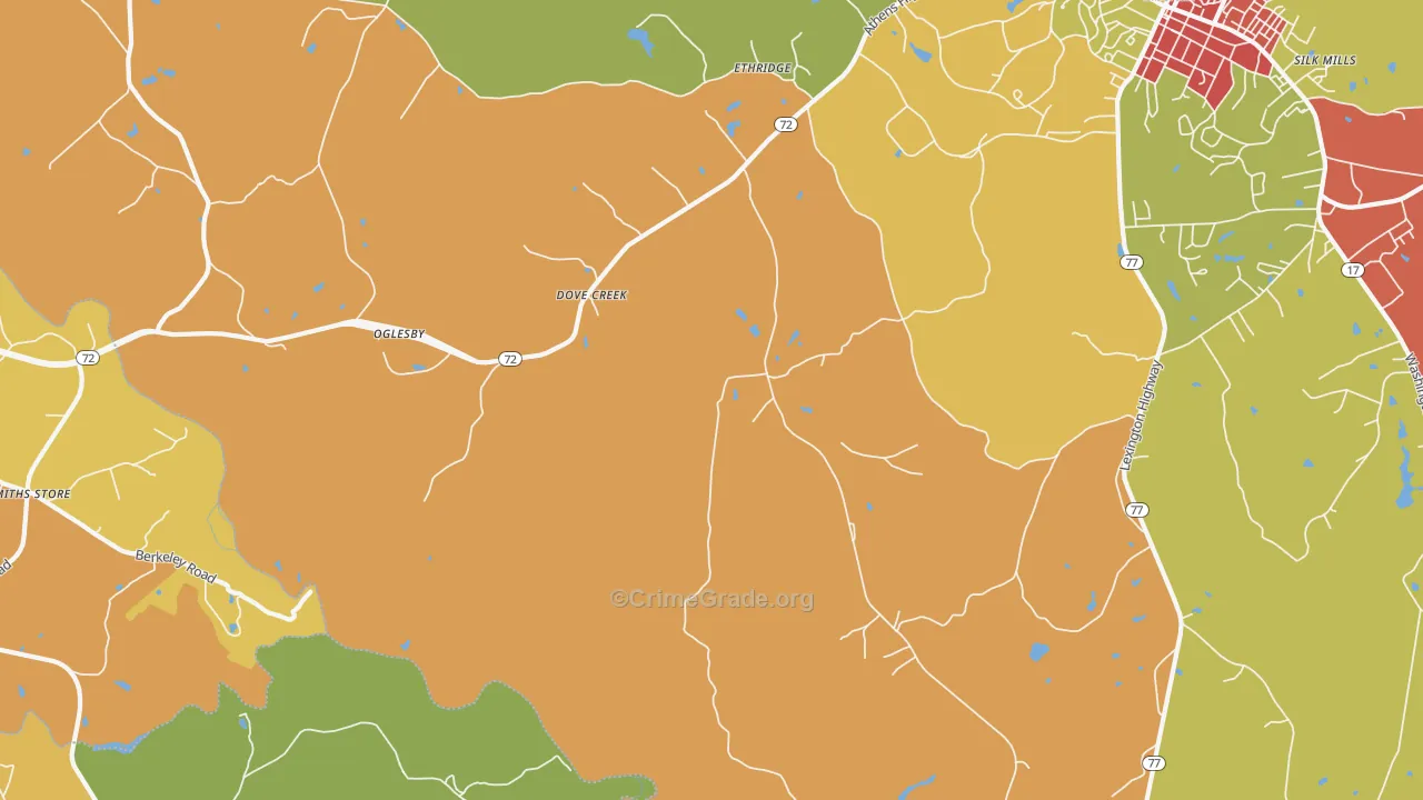 Dove Creek, GA Map of Theft Rates