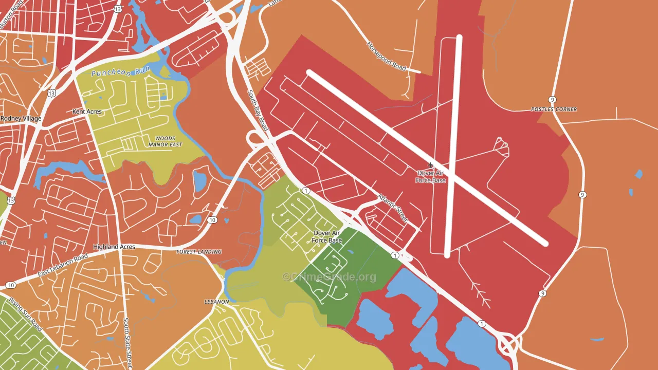 Dover Afb, DE Map of Theft Rates