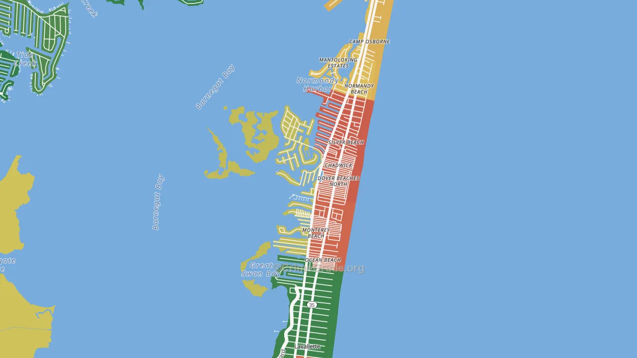 Dover Beaches North, NJ Map of Theft Rates