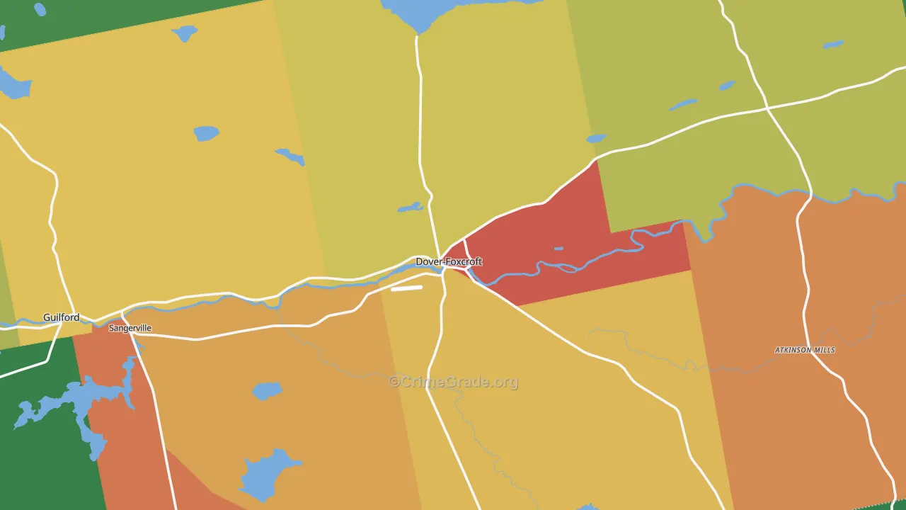 Dover Foxcroft, ME Map of Theft Rates