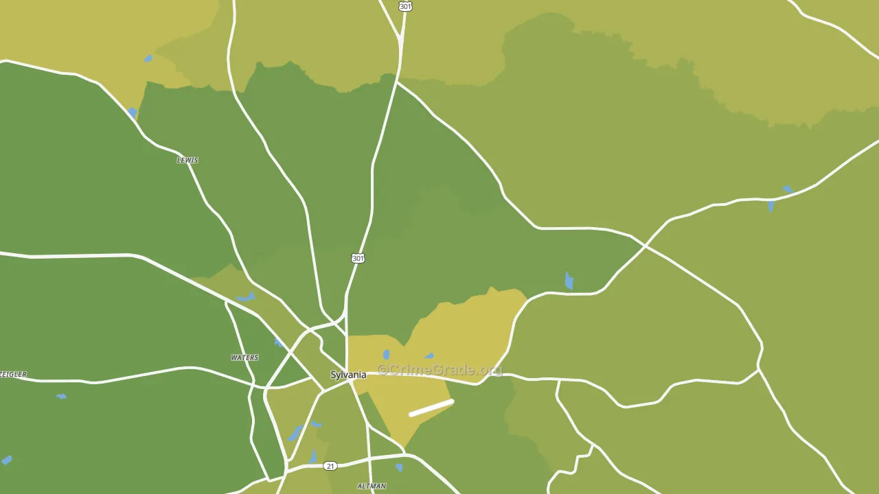 Dover, GA Map of Theft Rates