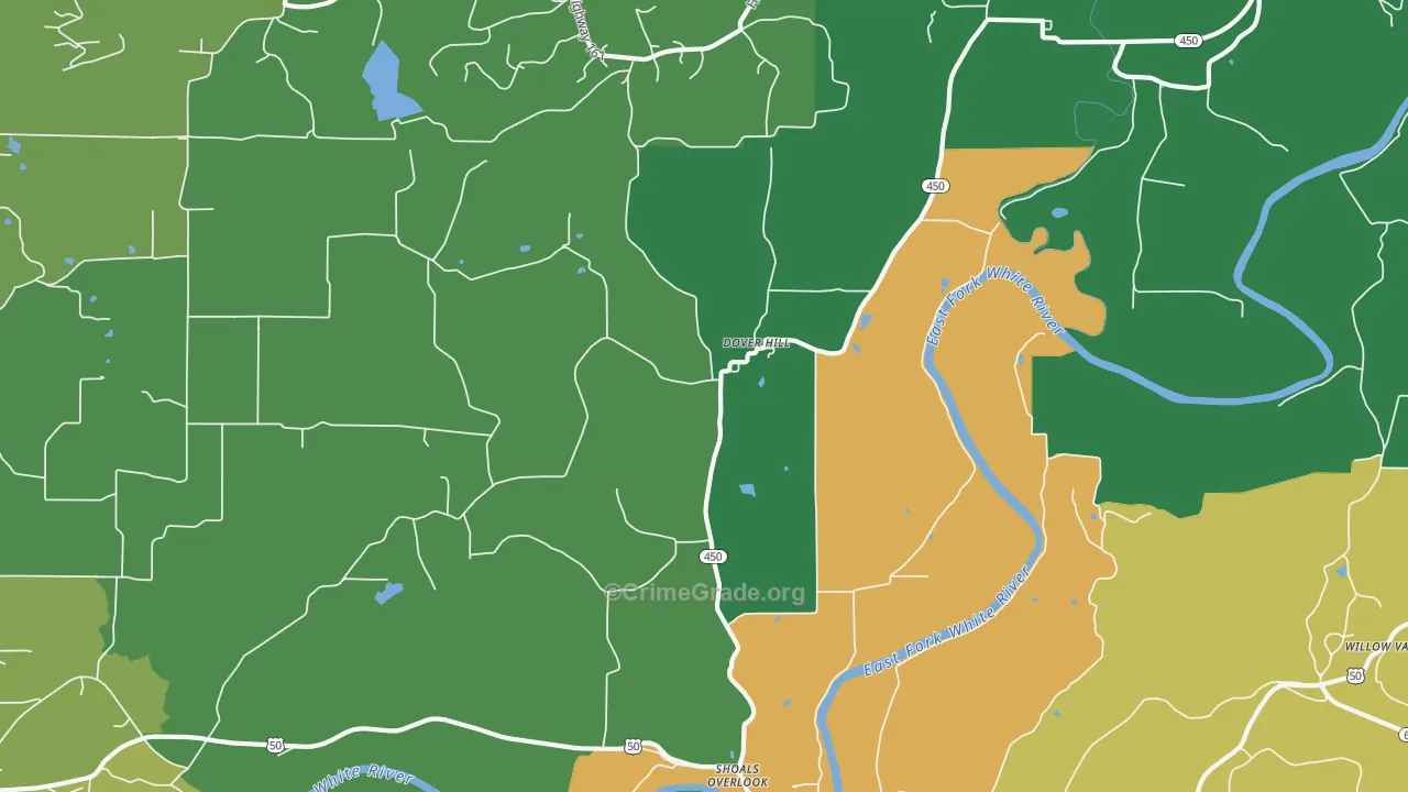 Dover Hill, IN Map of Theft Rates