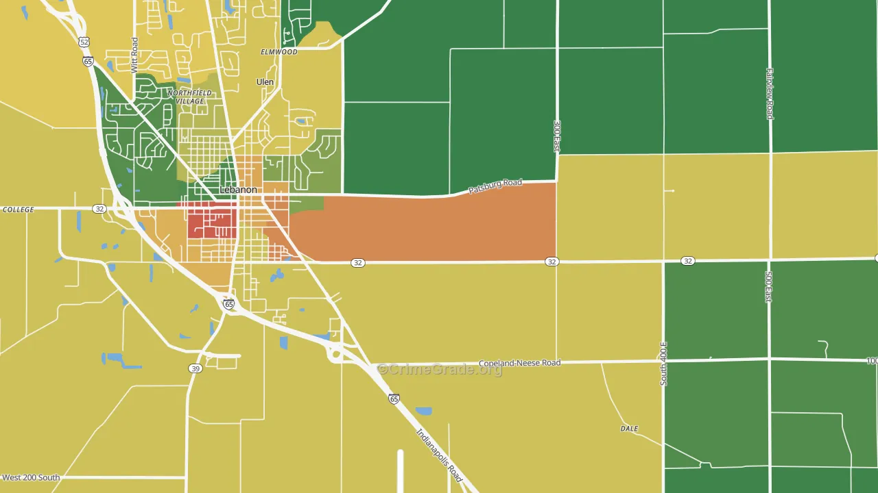 Dover, IN Map of Theft Rates
