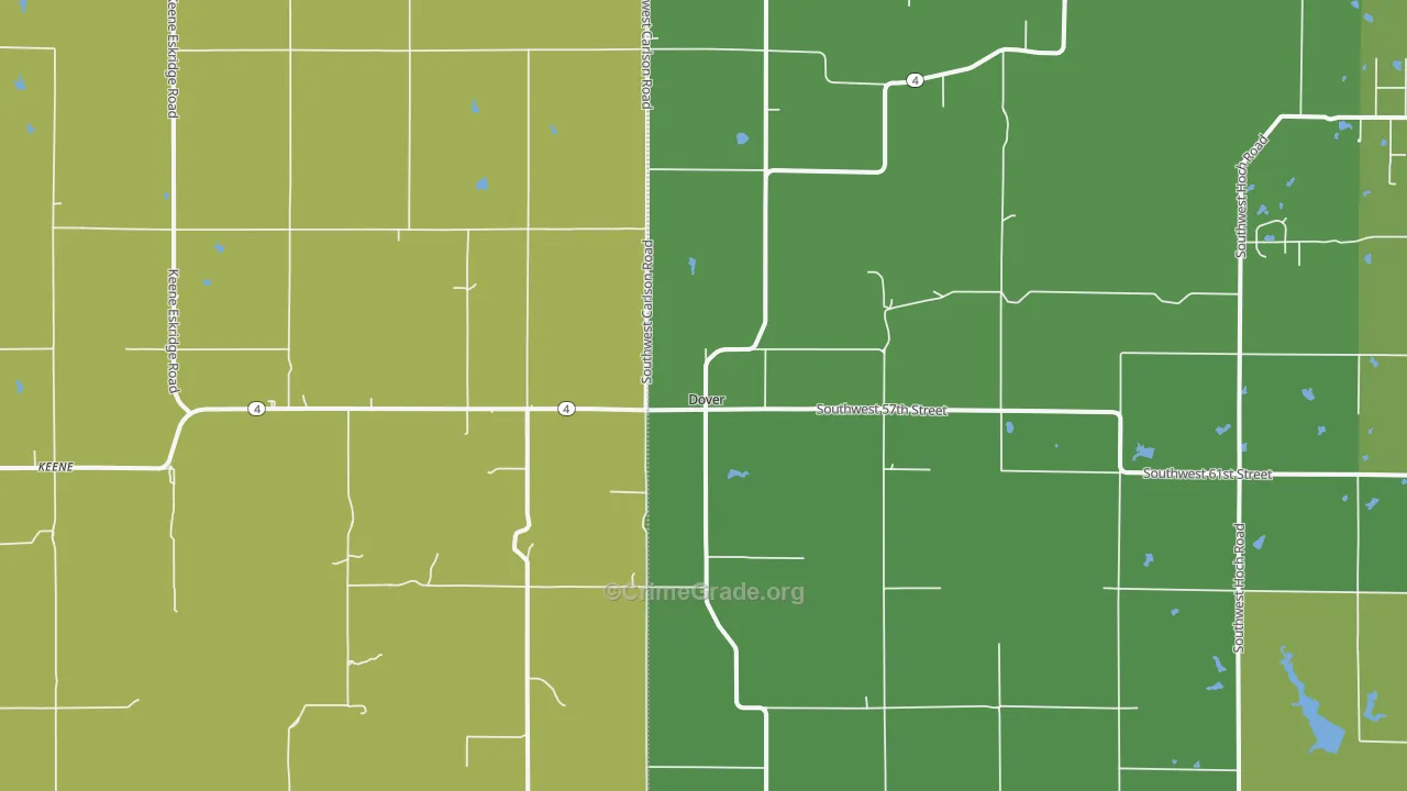 Dover, KS Map of Theft Rates