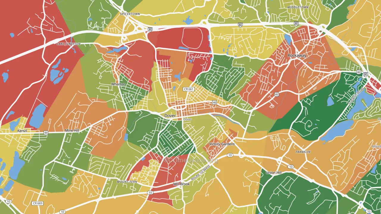 Dover, NJ Map of Theft Rates