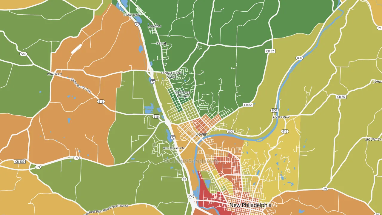 Dover, OH Map of Theft Rates