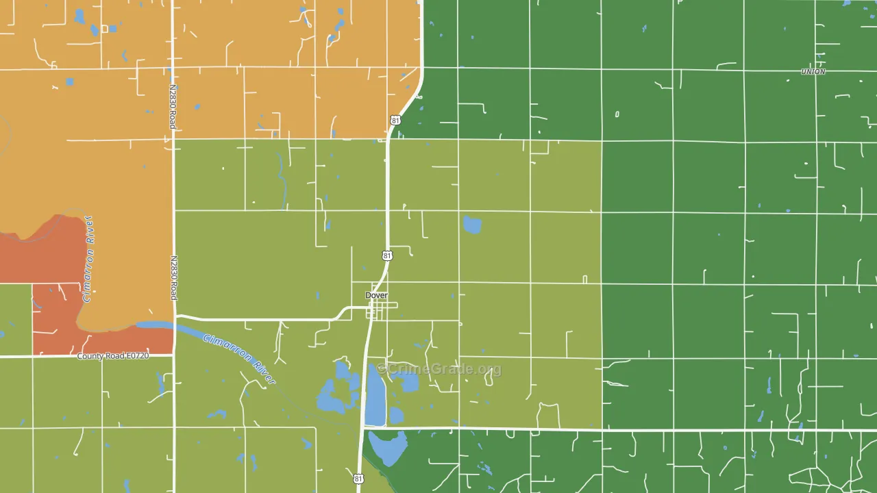 Dover, OK Map of Theft Rates