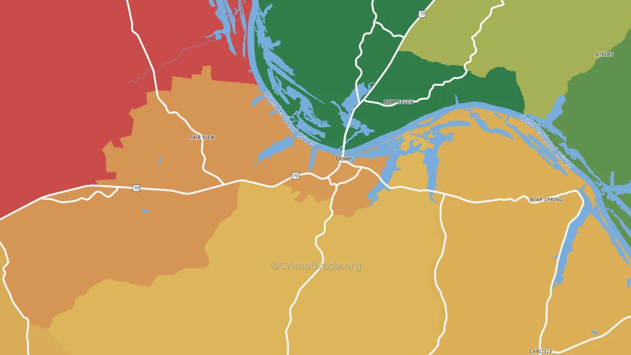 Dover, TN Map of Theft Rates