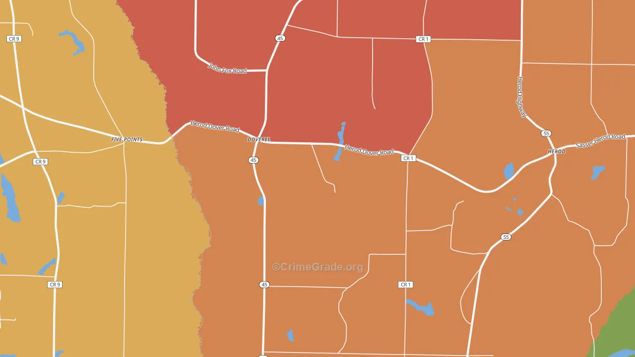Doverel, GA Map of Theft Rates