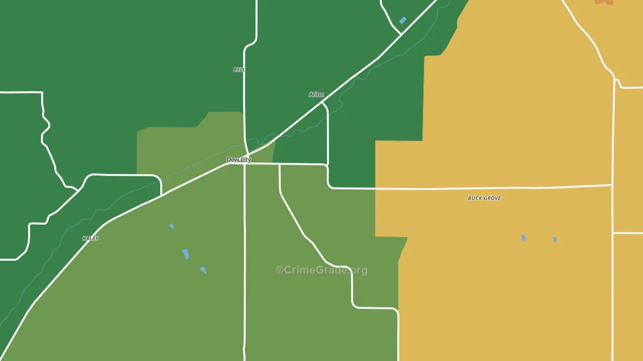 Dow City, IA Map of Theft Rates