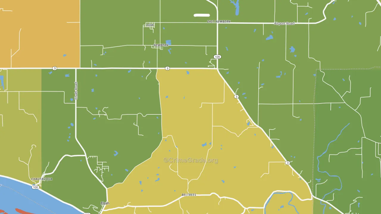 Dow, IL Map of Theft Rates