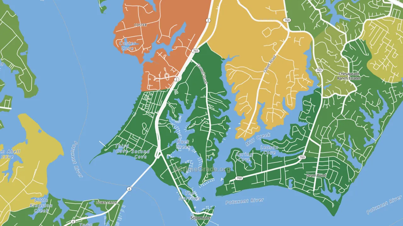 Dowell, MD Map of Theft Rates