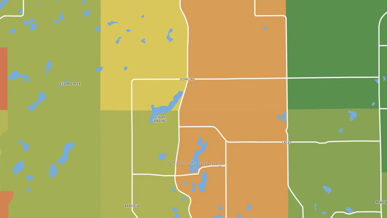 Dowling, MI Map of Theft Rates