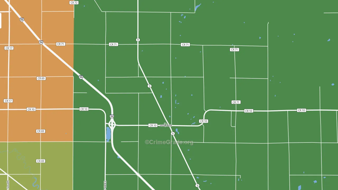 Downer, MN Map of Theft Rates