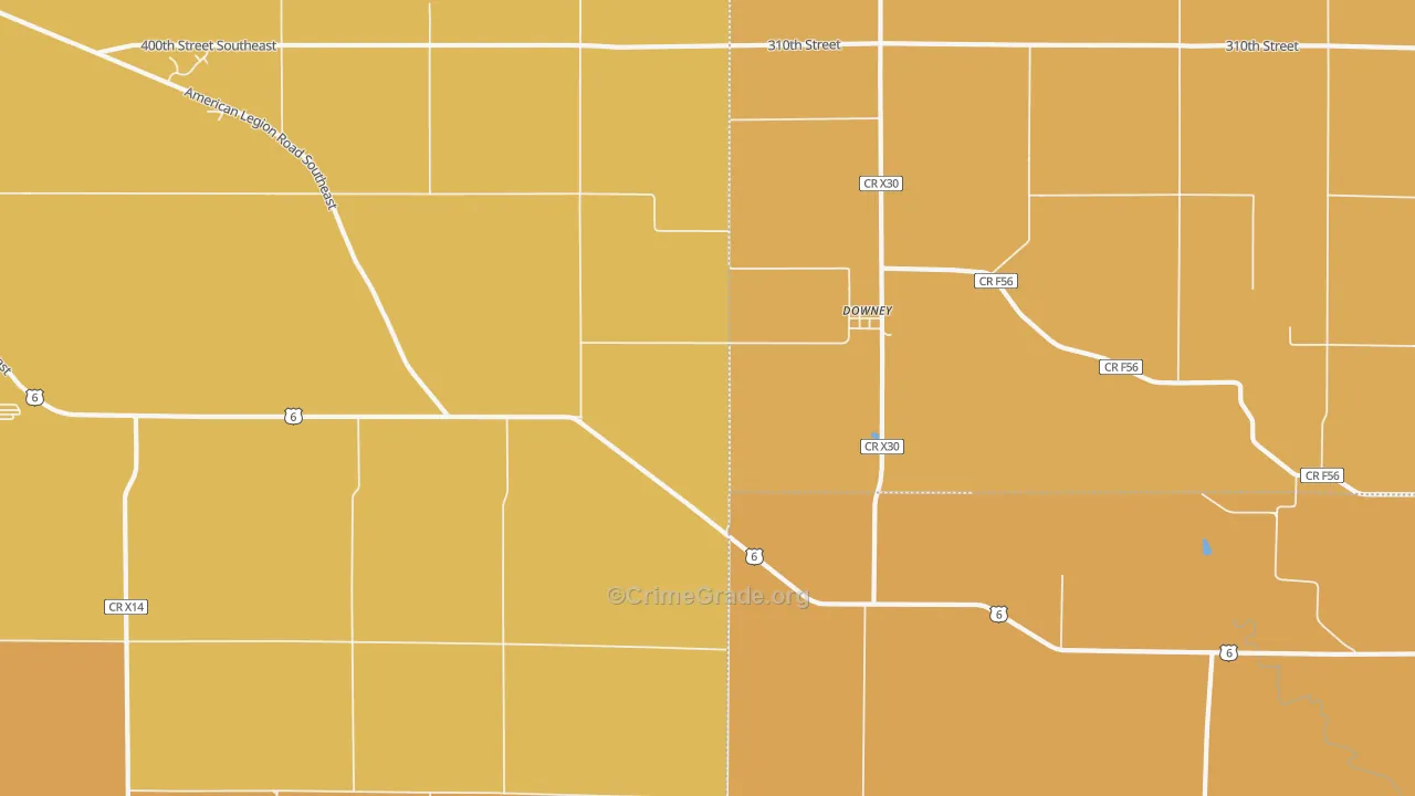Downey, IA Map of Theft Rates