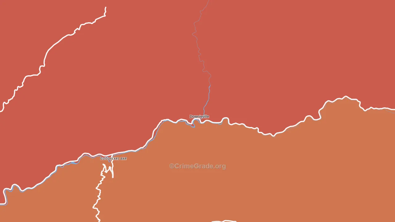 Downieville, CA Map of Theft Rates