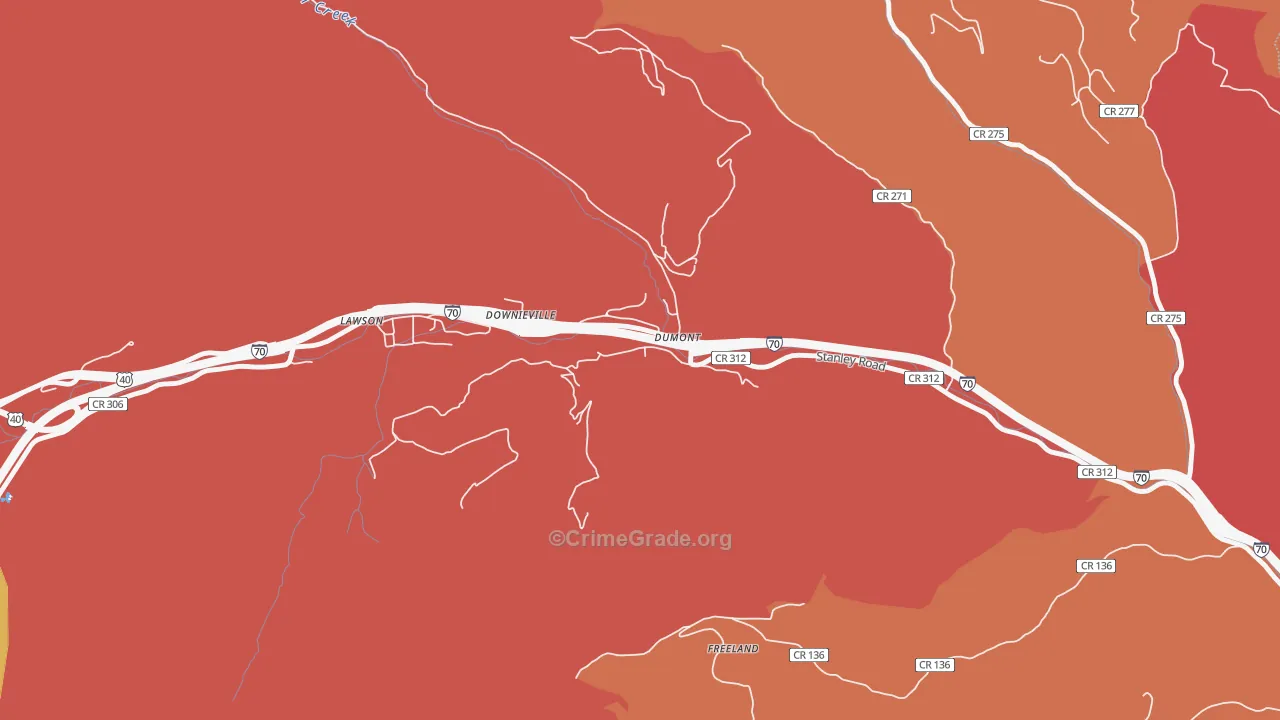 Downieville-Lawson-Dumont, CO Map of Theft Rates