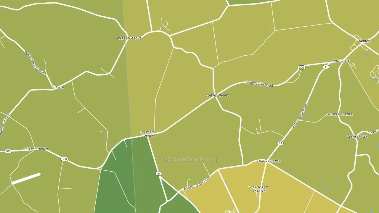 Downs Chapel, DE Map of Theft Rates