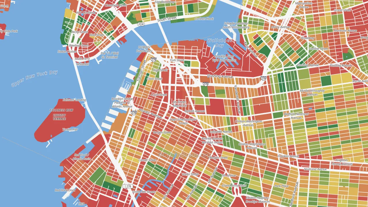 Downtown Brooklyn, Brooklyn, NY Map of Theft Rates