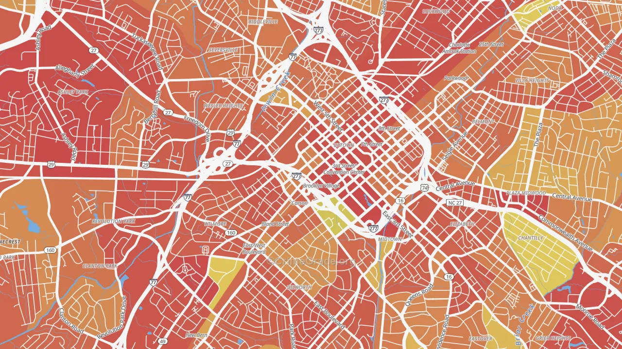 Downtown Charlotte, Charlotte, NC Map of Theft Rates