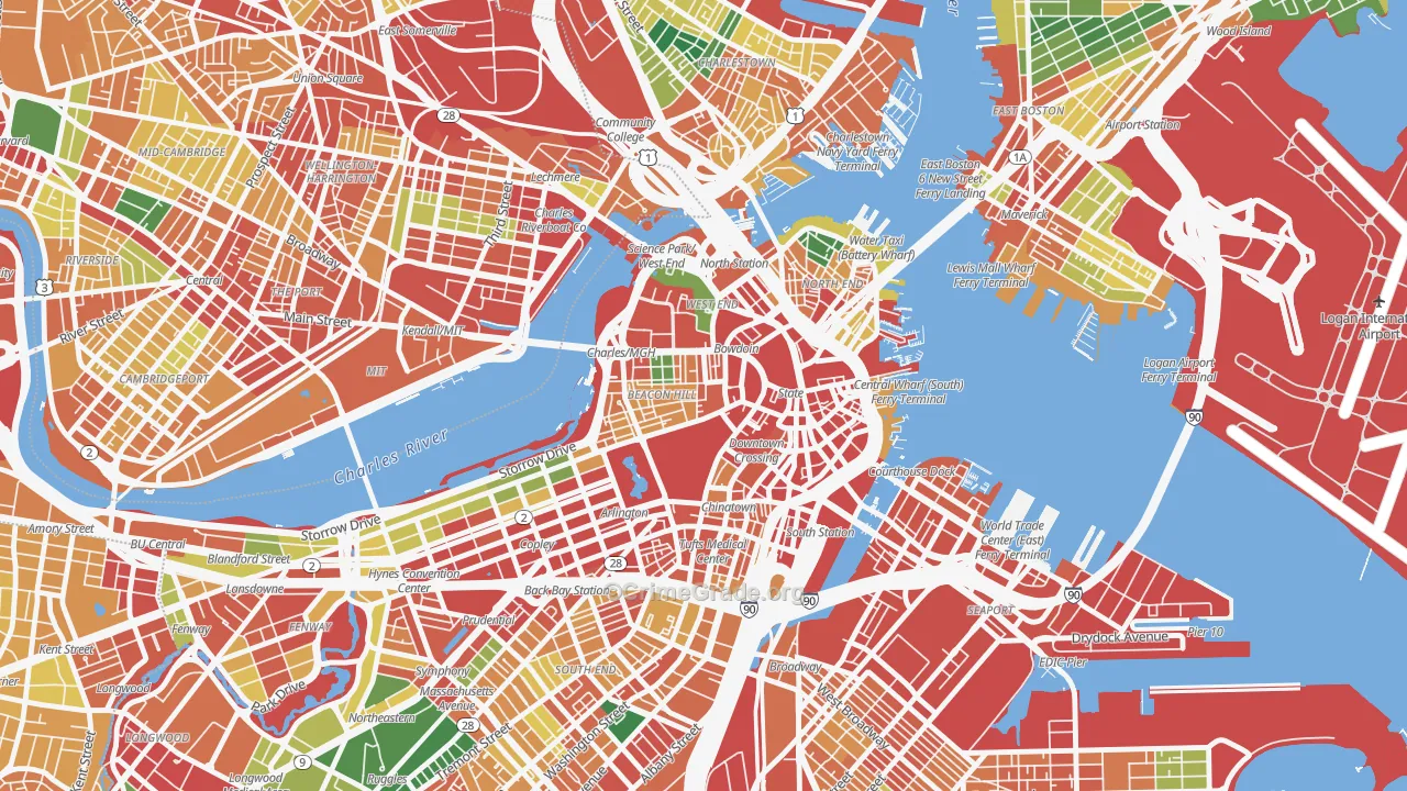 Downtown Crossing, Boston, MA Map of Theft Rates