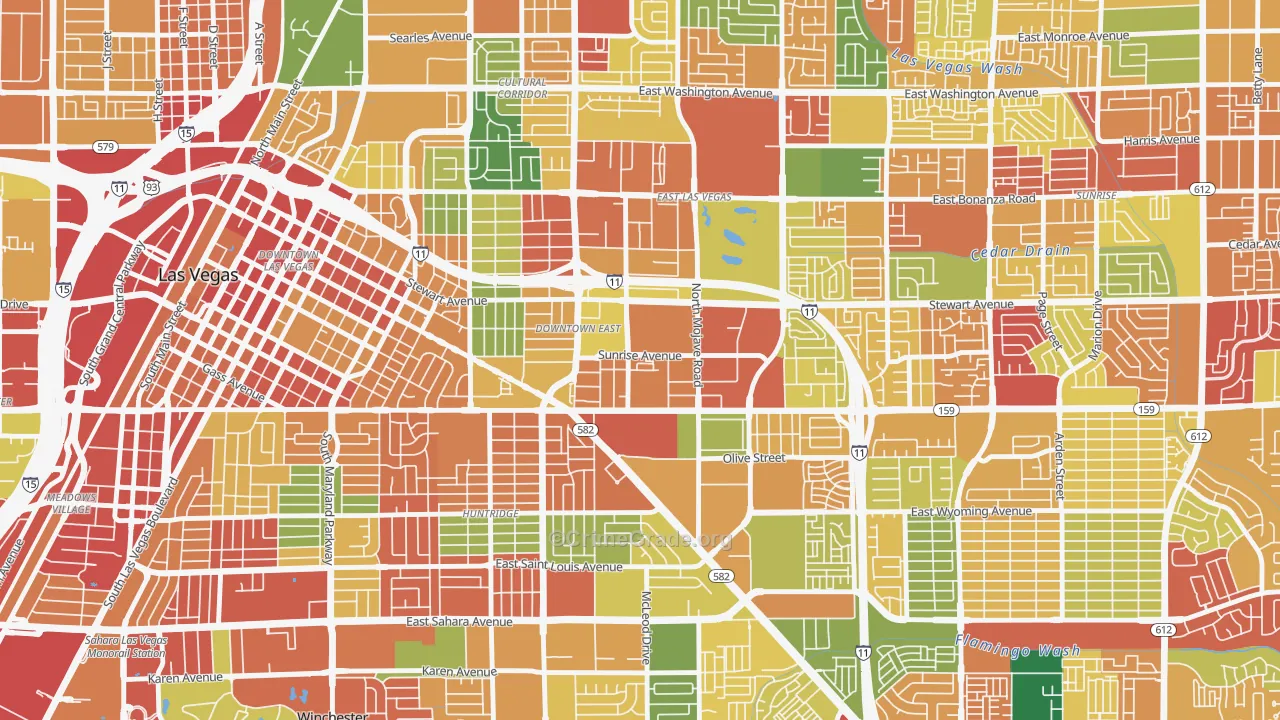 Downtown East, Las Vegas, NV Map of Theft Rates