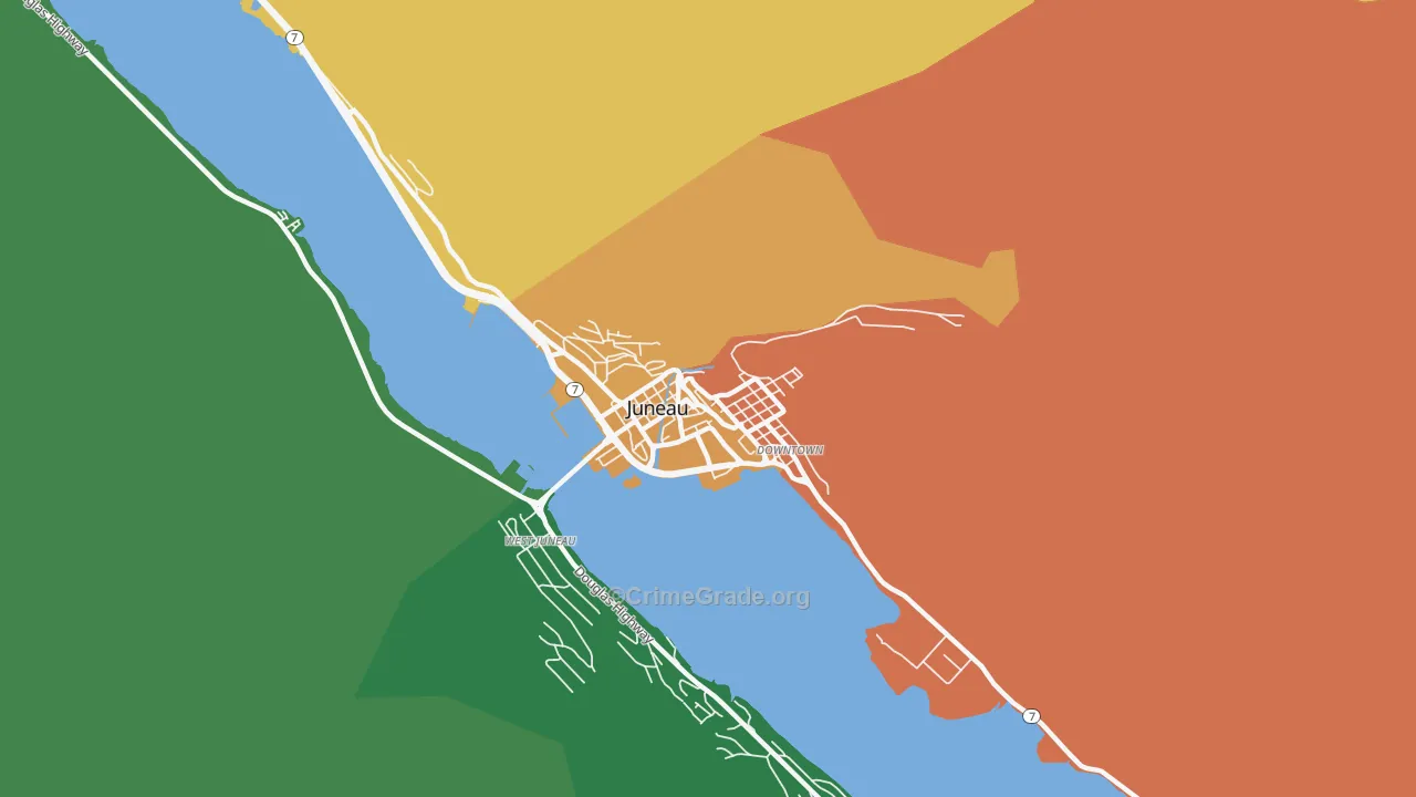 Downtown Juneau, Juneau, AK Map of Theft Rates