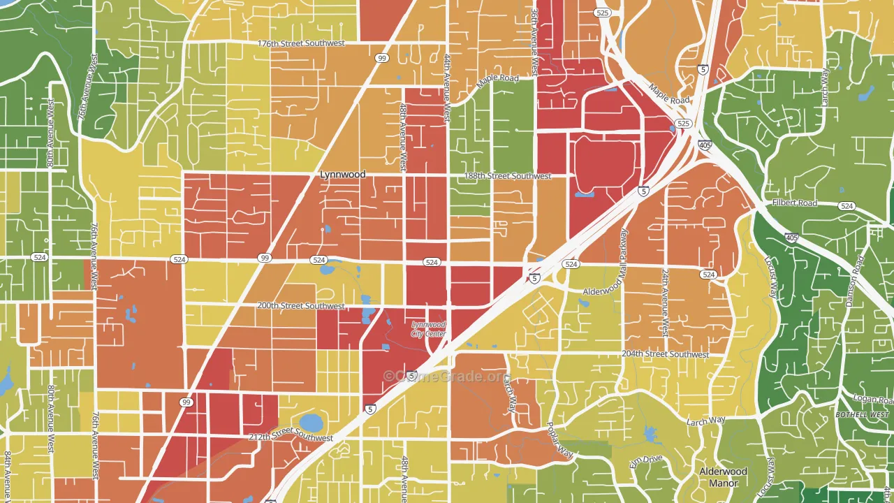 Downtown Lynnwood, Lynnwood, WA Map of Theft Rates