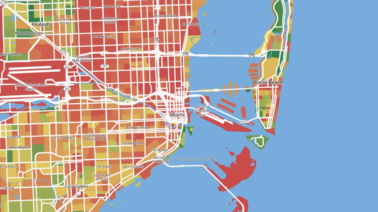 Downtown Miami, Miami, FL Map of Theft Rates